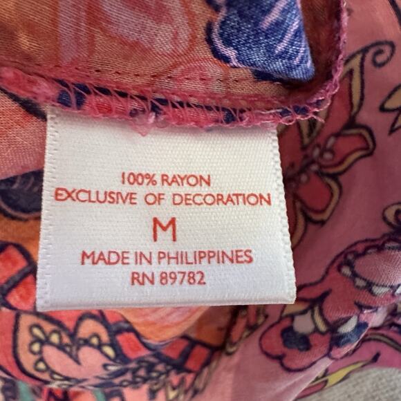 Josie NATORI‎ Pink Multi Hollywood Boho Wrap/Robe Size M Kimono Sleeves - Picture 4 of 9